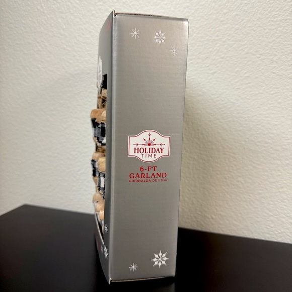 NWT Wood Fabric Garland Christmas Tree Decor Bead Strand 6' Buffalo Check Tassel - Picture 4 of 5